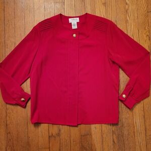 Vintage Talbots Red Pintuck Pleated Blouse 10P Cottage Cosplay Academia Twee